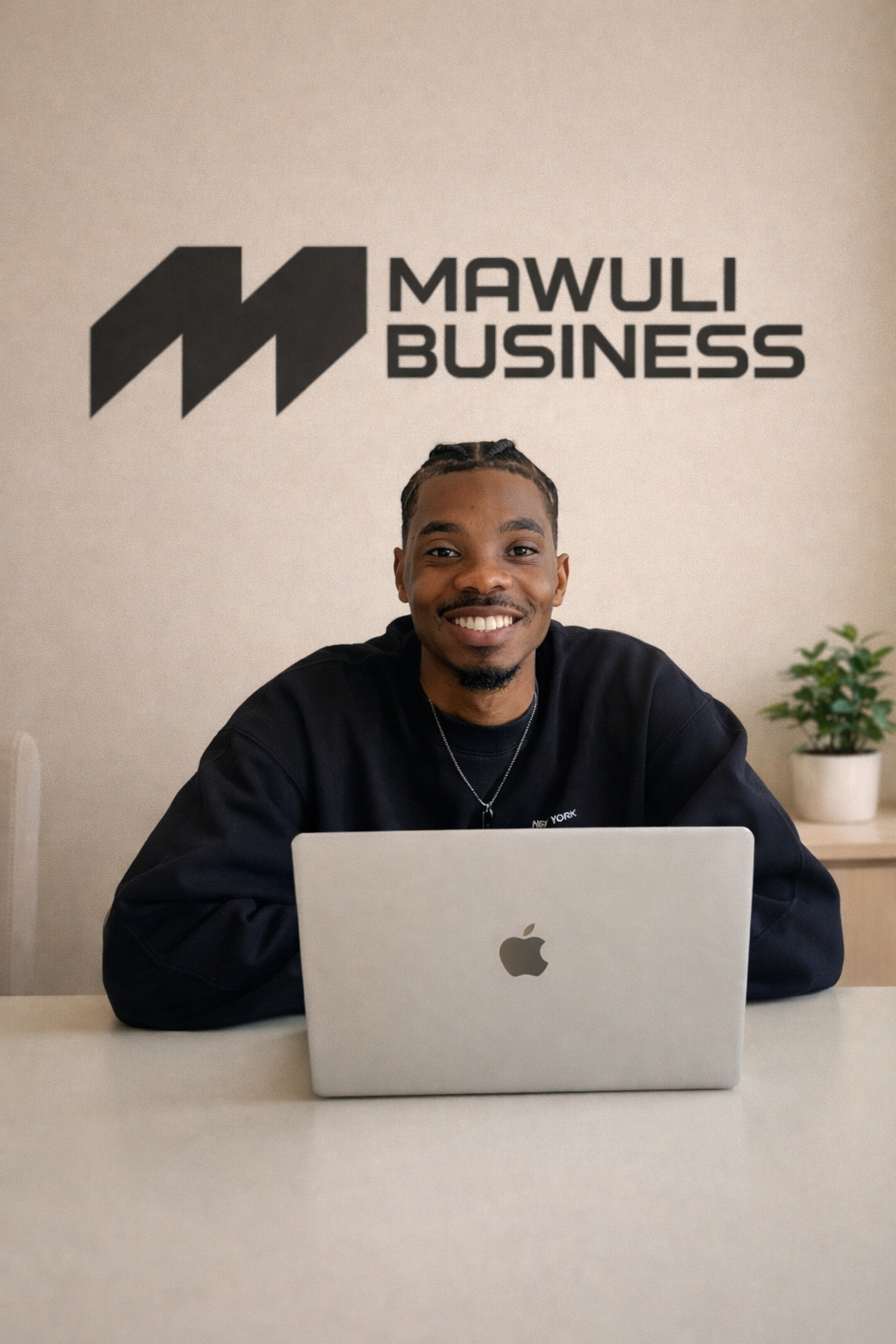 Patrick van Mawuli Business achter laptop