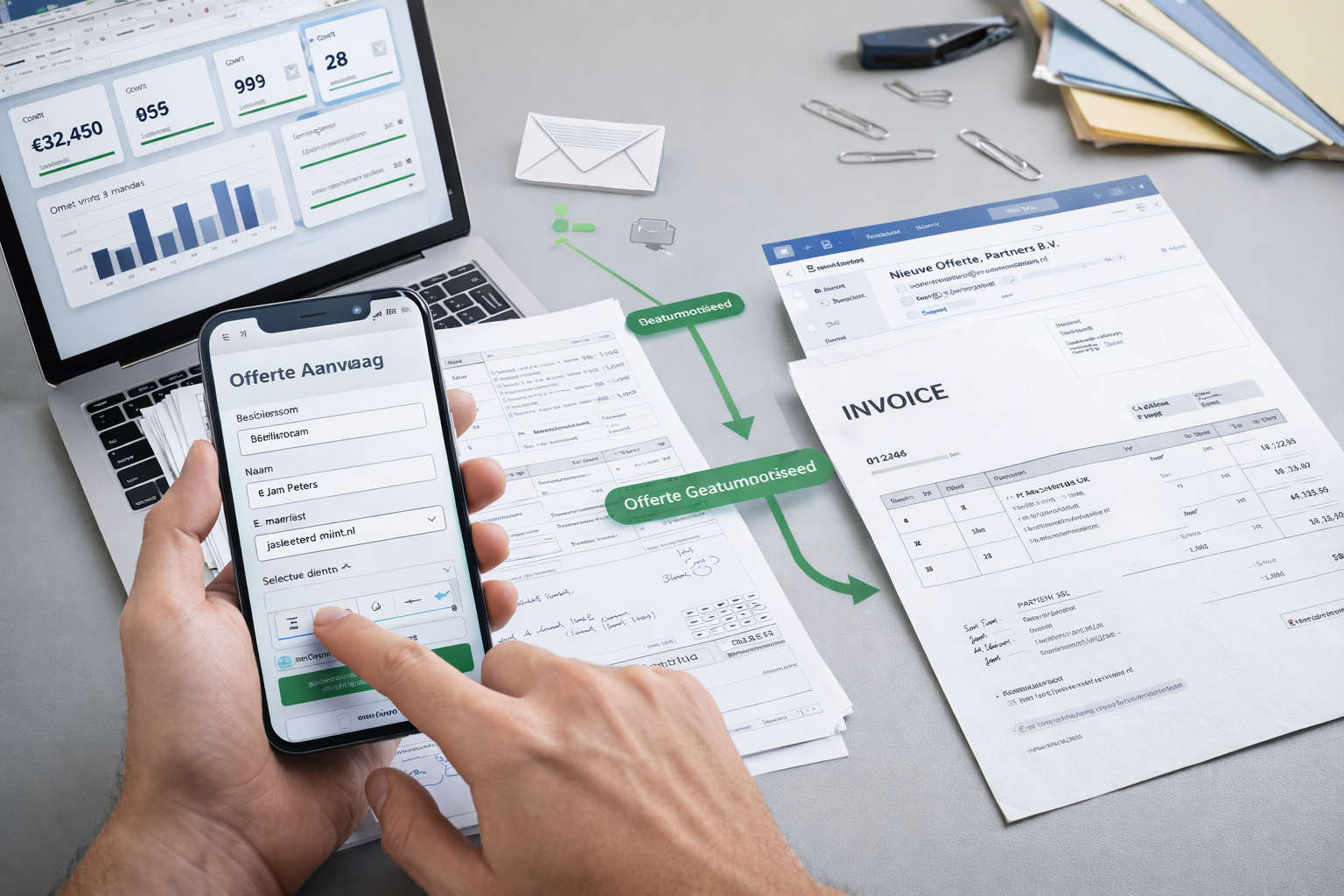 Geautomatiseerde workflow met smartphone app en digitale documenten